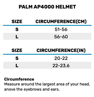 2025 Palm AP4000 Helmet 0 Size Chart